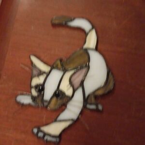 Stained glass calico cat